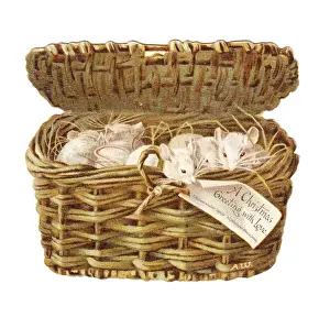 Christmas card in the shape of a wickerwork basket