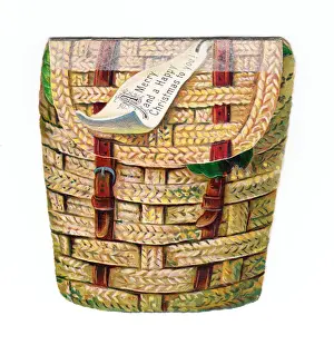 Christmas card in the shape of a wickerwork basket