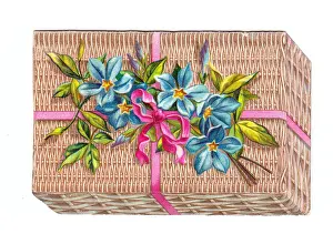 Christmas card in the shape of a wickerwork basket