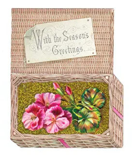 Christmas card in the shape of a wickerwork basket