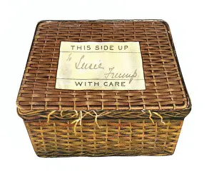 Christmas card in the shape of a wickerwork basket