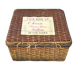 Christmas card in the shape of a wickerwork basket