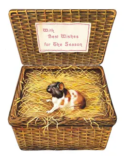 Christmas card in the shape of a wickerwork basket