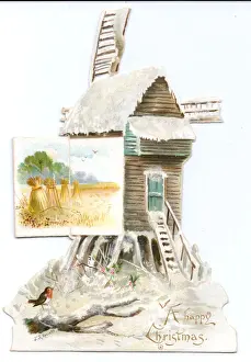 Christmas card in the shape of a windmill