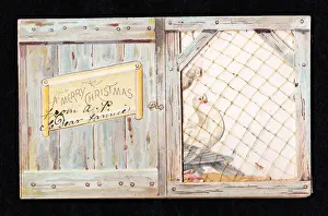 Christmas card in the shape of a wooden bird box