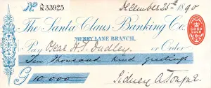 Christmas cheque from the Santa Claus Banking Co