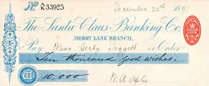 Handwriting Gallery: Christmas cheque from the Santa Claus Banking Co