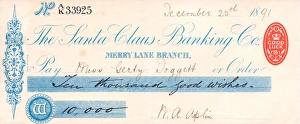 10000 Collection: Christmas cheque from the Santa Claus Banking Co