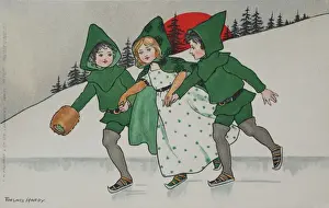 Christmas children skating by Florence Hardy