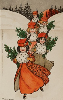 Images Dated 2nd April 2008: Christmas children skating by Florence Hardy