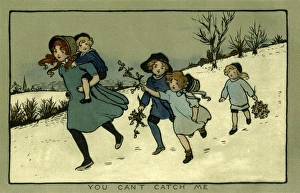 Images Dated 11th October 2011: Christmas. Children in snowy fields