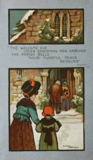 Images Dated 12th April 2008: Christmas churchgoing card by Ethel Parkinson