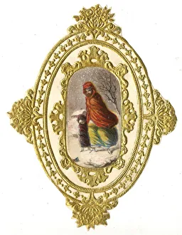 Cold Gallery: Christmas Cracker Label with Snow Scene