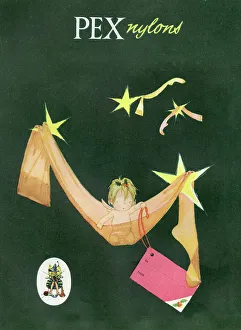 Nylon Prints: Christmas Cupid in a stocking hammock