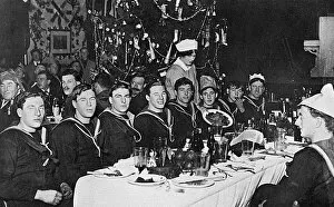 Christmas Day with the Fleet, sailors enjoy Xmas dinner, WW1