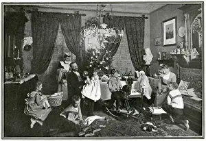 Indoors Prints: Christmas day in Germany 1903