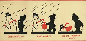 Chick Prints: Christmas Fold-out Greetings Card - Melting Snowman