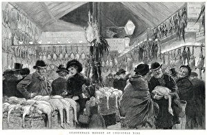 Images Dated 9th August 2019: Christmas goose at Leadenhall Market, London 1884