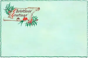 Blank Prints: Christmas greetings card with holly