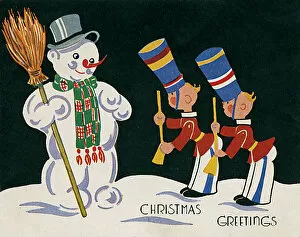 Christmas Greetings card - Snowman and Toy Soldiers