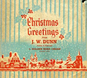 Images Dated 26th April 2018: Christmas Greetings paper bag, J W Dunn of Cheam