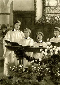 Christmas morning - choirboys singing in church