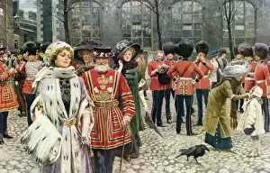 Beef Eaters Prints: Christmas morning service at the Tower of London