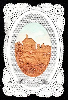 Images Dated 14th June 2018: Christmas and New Year card made from cork
