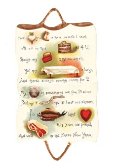 Images Dated 9th May 2018: Christmas and New Year card in the shape of a basket