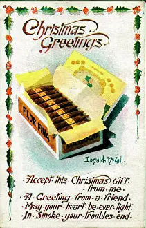 Cigars Prints: Christmas postcard, Flor Fina cigars Date: early 20th century