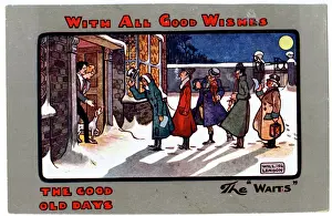 Romanticised Prints: Christmas postcard, The Waits