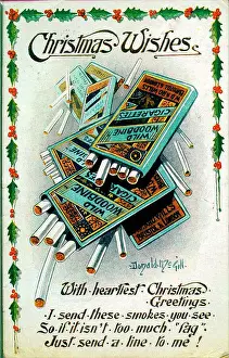 Packet Prints: Christmas postcard, Woodbine cigarettes Date: early 20th century