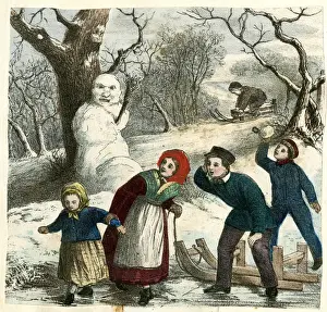 Snowman Prints: Christmas snow scene