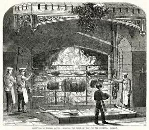 Victorians Collection: Christmas at Windsor Castle, roasting beef 1856