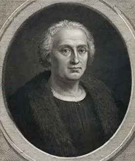 Christopher Columbus, bust portrait, facing right, in medall