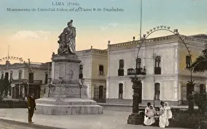 Columbus Prints: Christopher Columbus statue, Lima, Peru, South America