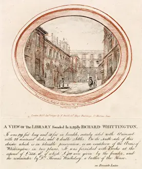 Newgate Prints: Christs Hospital Library founded by Richard Whittington, taken from Stewards Office