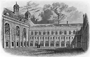 Newgate Prints: Christs Hospital, Newgate - Old Hall and Library