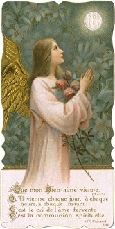 Images Dated 3rd April 2017: Chromolithograph Devotional Card - First Communion
