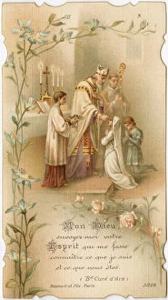 Images Dated 29th December 2015: Chromolithograph Devotional Card - First Communion