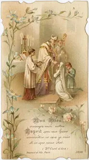 Chromolithograph Devotional Card - First Communion