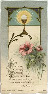 Chromolithograph Devotional Card - First Communion