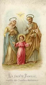 Images Dated 29th December 2015: Chromolithograph Devotional Card - The Holy family