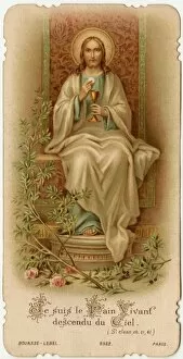 Images Dated 29th December 2015: Chromolithograph Devotional Card - Jesus seated