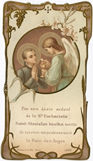 Images Dated 29th December 2015: Chromolithograph Devotional Card - Saint Stanislaus Kostka