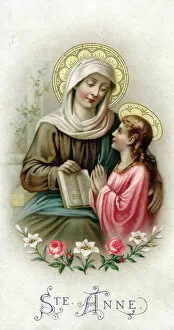 Images Dated 29th December 2015: Chromolithograph Devotional Card - Saint Anne