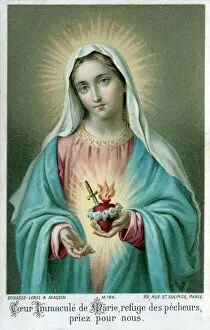Images Dated 29th December 2015: Chromolithograph Devotional Card - The Virgin Mary