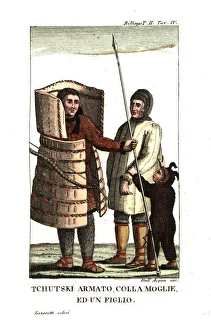 Chukchi man in armour made of wood and bone Chukchi man in armour made of wood and bone