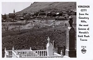 Nevada Collection: Church and hillside, Virginia City, Nevada, USA