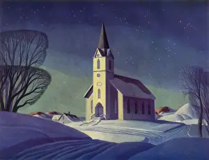 Worship Prints: Church by Moonlight Date: 1948